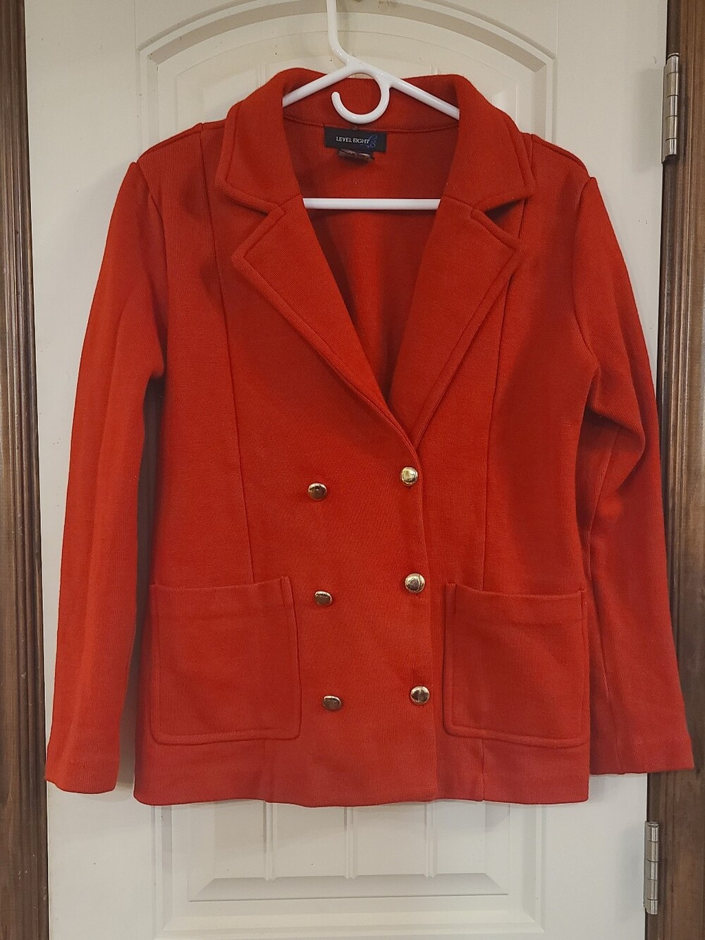 Level Eight Women's Red Double-Breasted Blazer Jacket Size XL